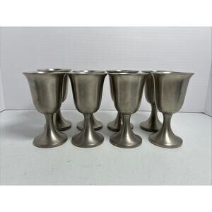 Web Pewter Wine Goblets Lot Of 8 Vintage 4.75in Moderate Wear